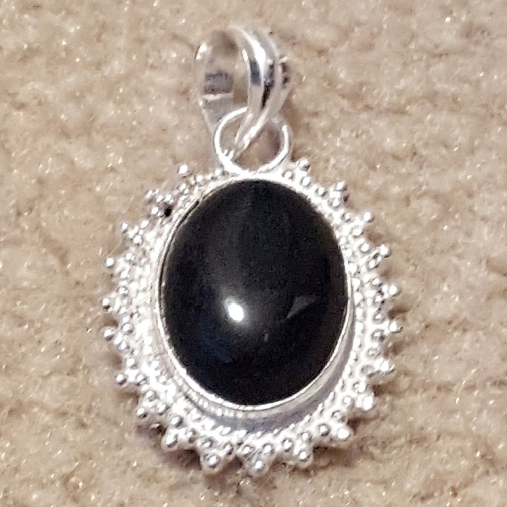 Sterling Silver Pendant with Onyx Stone